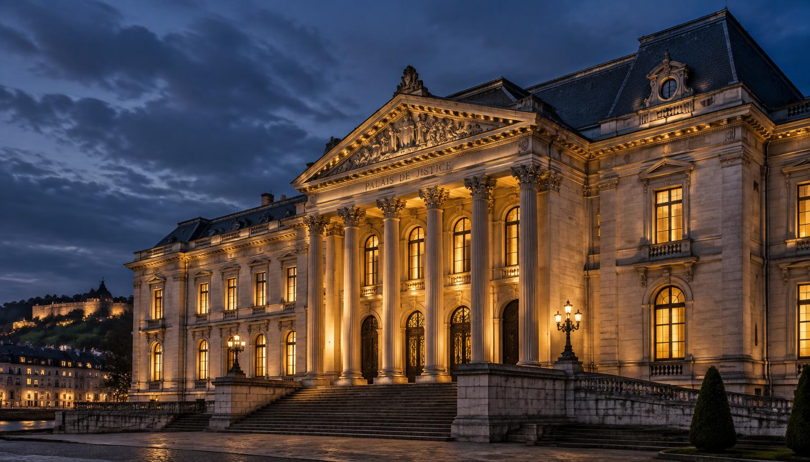 Namur courthouse at dusk